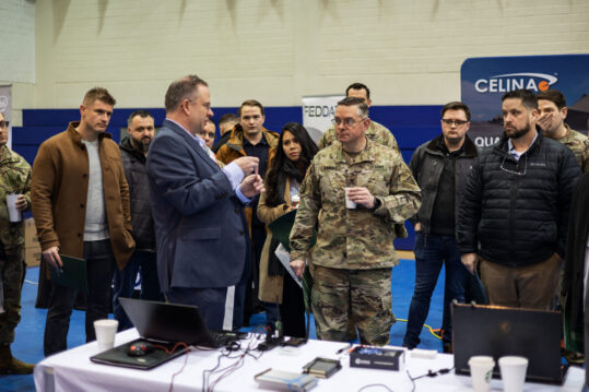 USAG-Bavaria held a Tech Expo where various companies pitched and demonstrated their latest tech to senior Army leaders in Grafenwoehr, Germany, Feb. 10, 2023. (U.S. Army photo by Spc. Christian Carrillo)