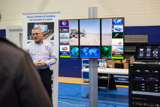 USAG-Bavaria held a Tech Expo where various companies pitched and demonstrated their latest tech to senior Army leaders in Grafenwoehr, Germany, Feb. 10, 2023. (U.S. Army photo by Spc. Christian Carrillo)